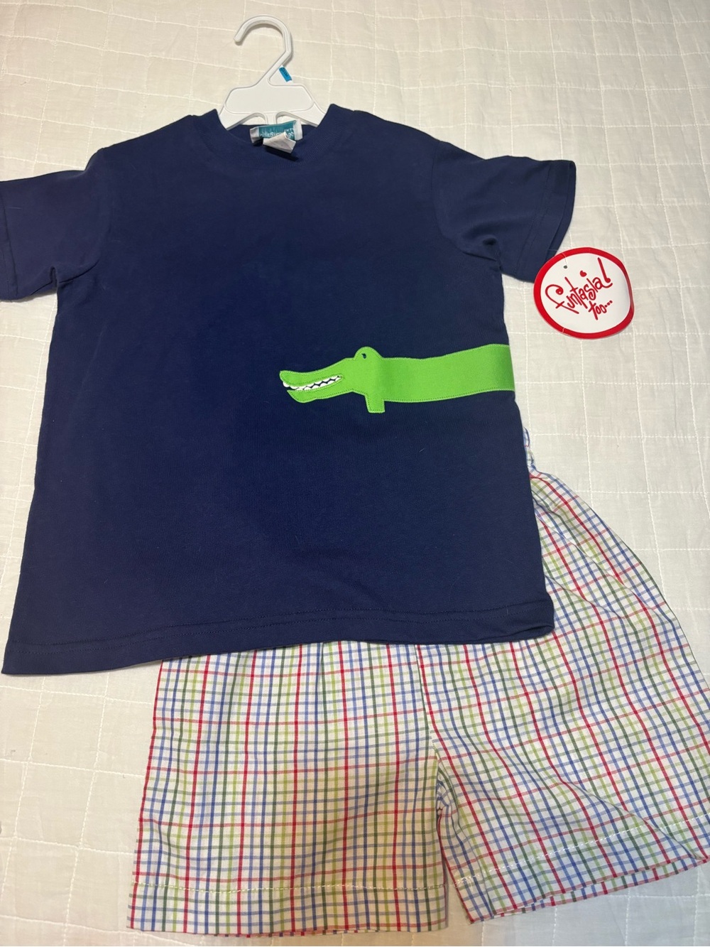 Navy Crocodile Short-Sleeve Kids Pajama Set by Little Me